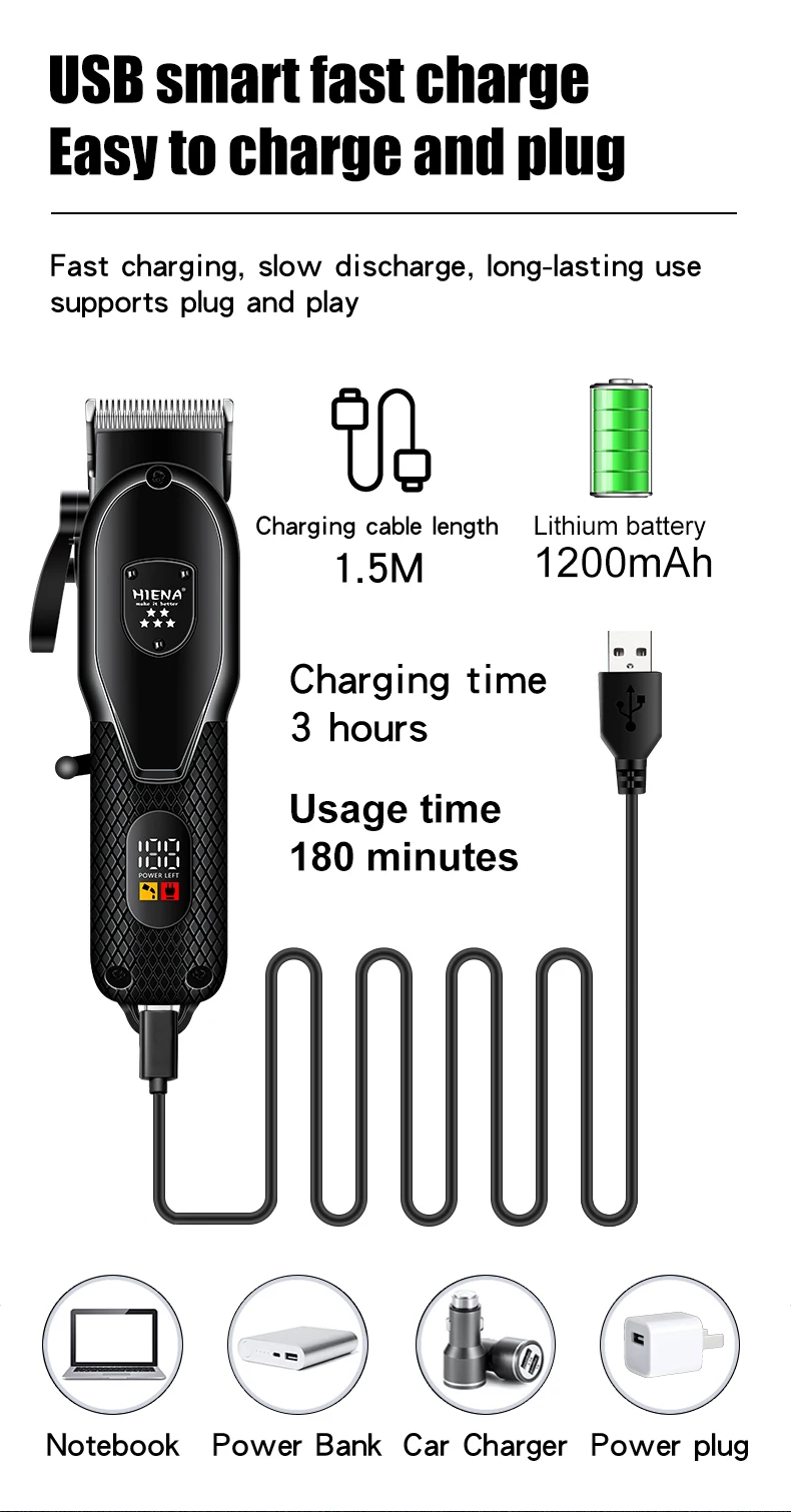 HIENA Hair Clipper Shaver Professional Electric Scissors Push Barber Shop Hair Trimmers Hair Cutting Machine Trimmer for Men