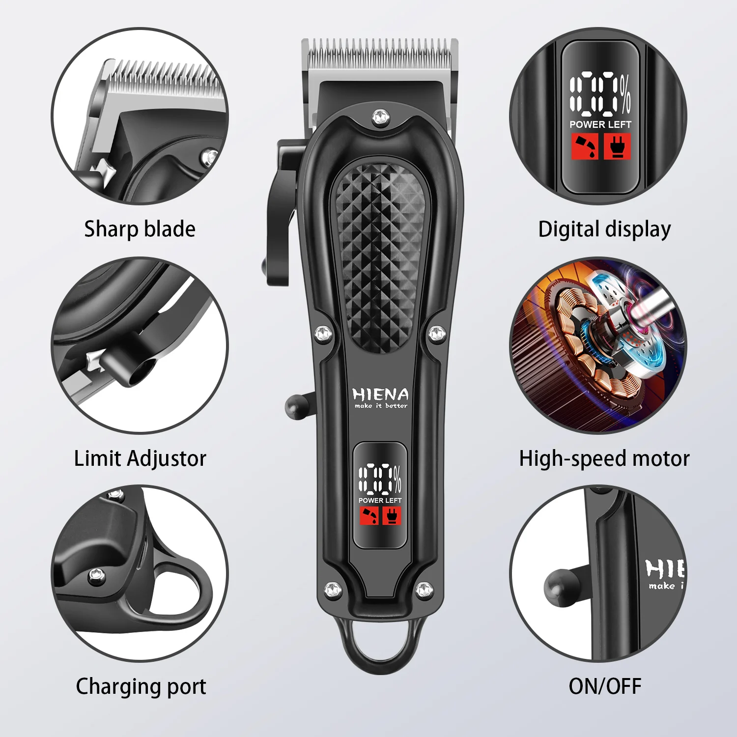 HIENA Hair Clipper Shaver Professional Electric Scissors Push Barber Shop Hair Trimmers Hair Cutting Machine Trimmer for Men