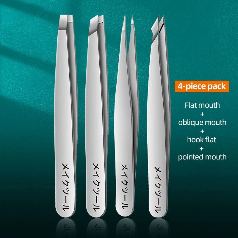 Ouriner 4 pcs/set New Arrival Professional Stainless Steel Tweezer Eyebrow Face Nose Hair Clip Remover Tool Clip
