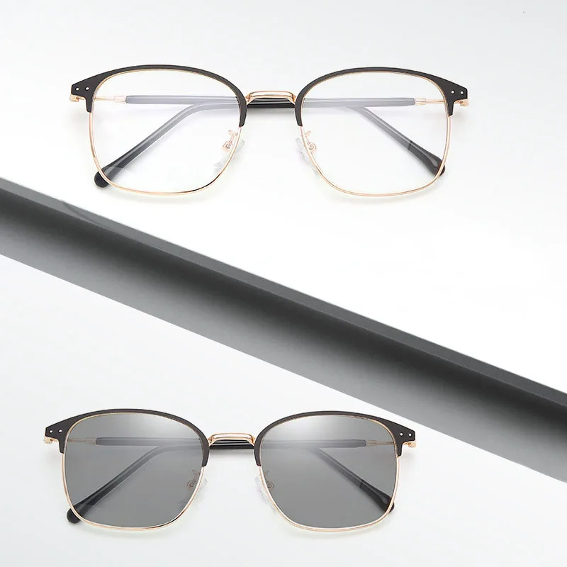 Photochromic Frameless Eyeglasses for Men Fashion Glasses Anti Radiation Eye Sunglasses for Men Korean Glasses Rectangle Compute