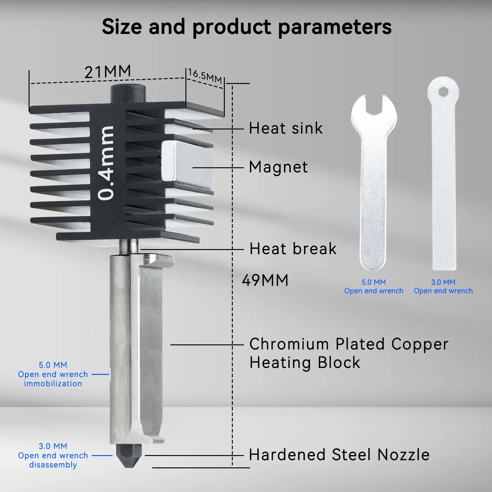 For Bambu Lab A1 Hotend Kit Brass Hardened Steel Nozzle 0.2 0.4 0.6 0.8mm For Bambulab A1 Mini A2L Upgraded Hotend 3D Printer