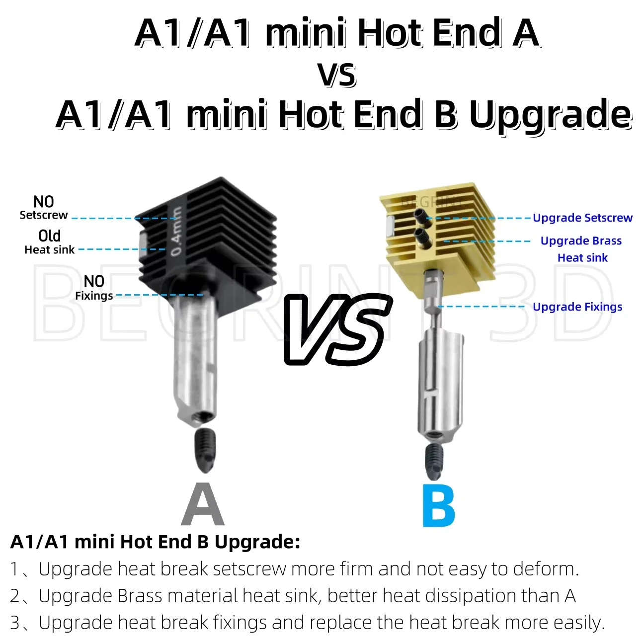 For Bambu Lab A1 Hotend Kit Brass Hardened Steel Nozzle 0.2 0.4 0.6 0.8mm For Bambulab A1 Mini A2L Upgraded Hotend 3D Printer