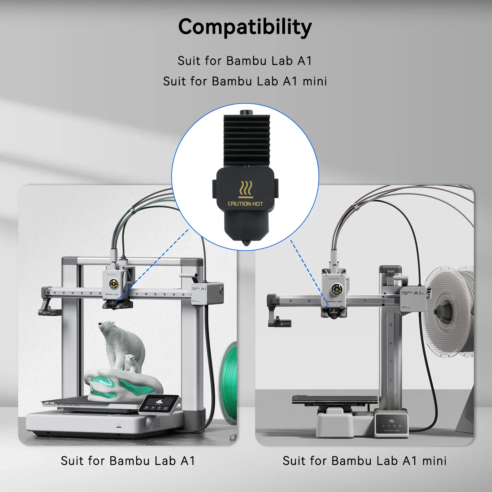 For Bambu Lab A1 Hotend Kit Brass Hardened Steel Nozzle 0.2 0.4 0.6 0.8mm For Bambulab A1 Mini A2L Upgraded Hotend 3D Printer