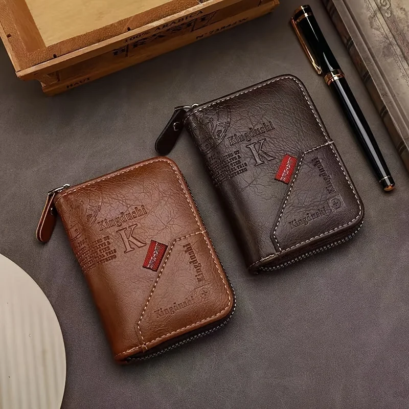Vintage-Inspired Compact PU Leather Wallet - Multiple Card Slots, Portable Credit Card Holder, Stylish Retro Design