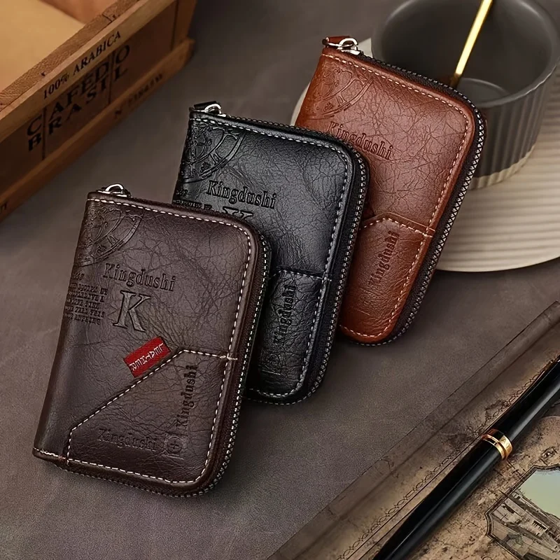 Vintage-Inspired Compact PU Leather Wallet - Multiple Card Slots, Portable Credit Card Holder, Stylish Retro Design