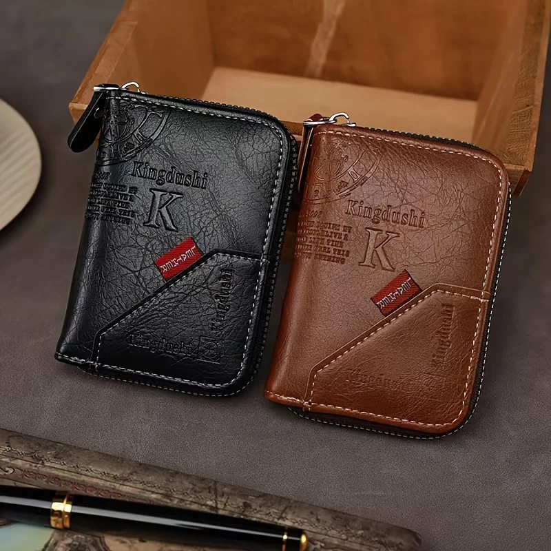 Vintage-Inspired Compact PU Leather Wallet - Multiple Card Slots, Portable Credit Card Holder, Stylish Retro Design
