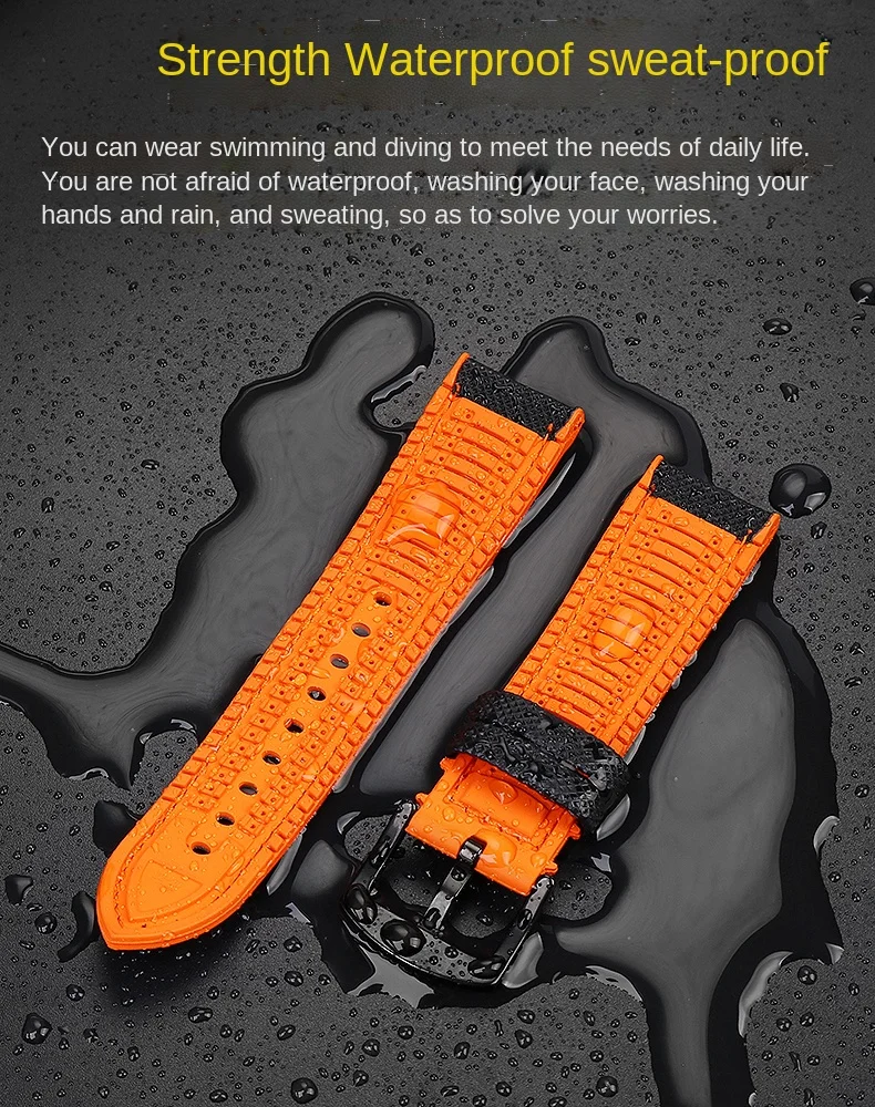 For Breitling Omega IWC Mark nylon yellow rubber Bottom watch strap 20mm 22mm 23 24mm Strap Men Waterproof Wrist Band Watchband