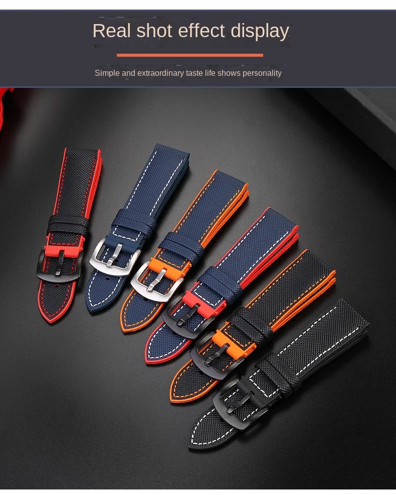 For Breitling Omega IWC Mark nylon yellow rubber Bottom watch strap 20mm 22mm 23 24mm Strap Men Waterproof Wrist Band Watchband