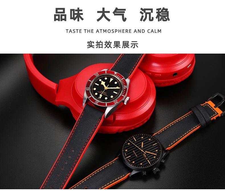 For Breitling Omega IWC Mark nylon yellow rubber Bottom watch strap 20mm 22mm 23 24mm Strap Men Waterproof Wrist Band Watchband