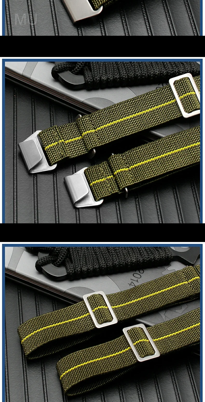 Wear-resistant Elastic Nylon Watch Strap for Rolex Water Ghost Tudor Series 60s French Parachute Bag Strap 18 20 22mm