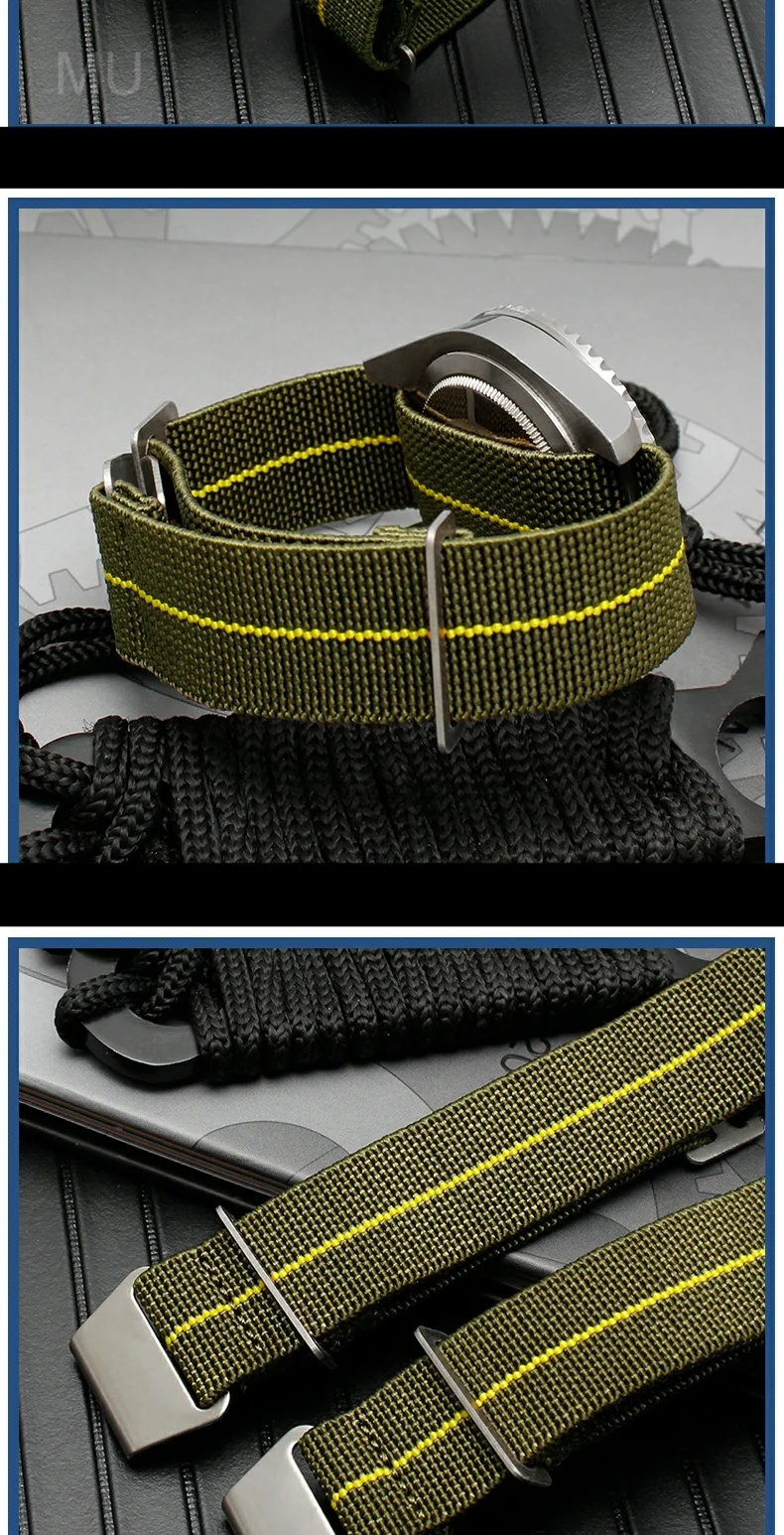 Wear-resistant Elastic Nylon Watch Strap for Rolex Water Ghost Tudor Series 60s French Parachute Bag Strap 18 20 22mm