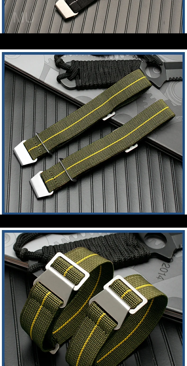 Wear-resistant Elastic Nylon Watch Strap for Rolex Water Ghost Tudor Series 60s French Parachute Bag Strap 18 20 22mm