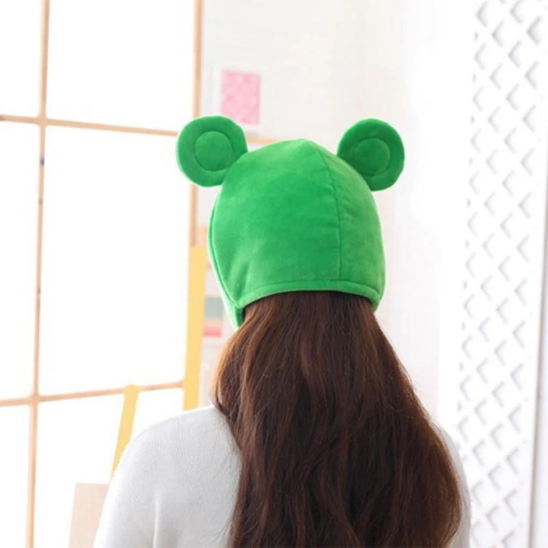 Funny for Frog Eyes Cartoon Plush Hat Toy Green Headgear Cosplay Party Costu DropShipping