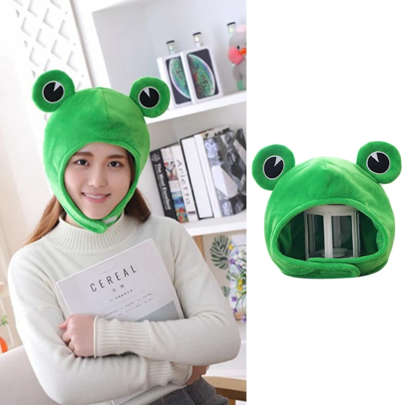 Funny for Frog Eyes Cartoon Plush Hat Toy Green Headgear Cosplay Party Costu DropShipping