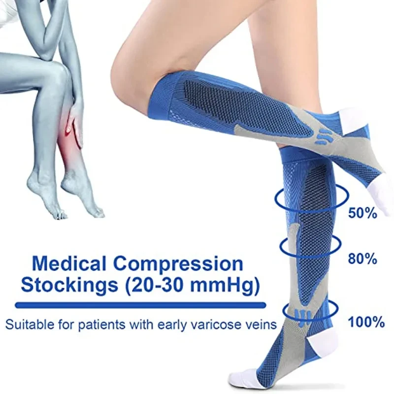 Running Compression Socks Varicose Veins Football Basketball Hiking 20-30mmhg Sports Socks Diabetes Edema Pregnancy Nurse Socks