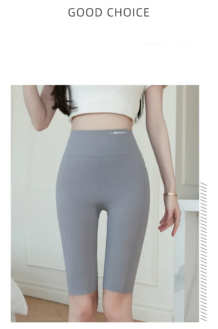 Big Size Leggings Women Sports Shark Shorts with Pocket Stretchy High Waist Hip Lift Workout  Running Quick-drying Gym Shorts