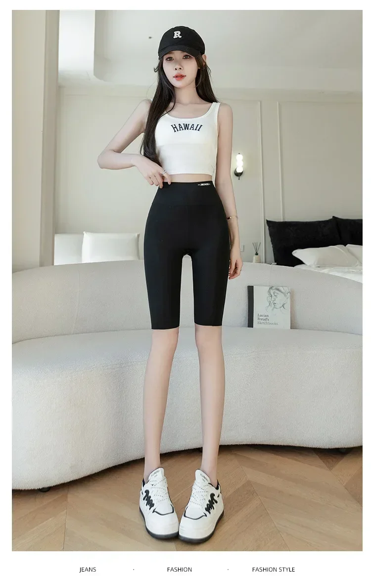 Big Size Leggings Women Sports Shark Shorts with Pocket Stretchy High Waist Hip Lift Workout  Running Quick-drying Gym Shorts