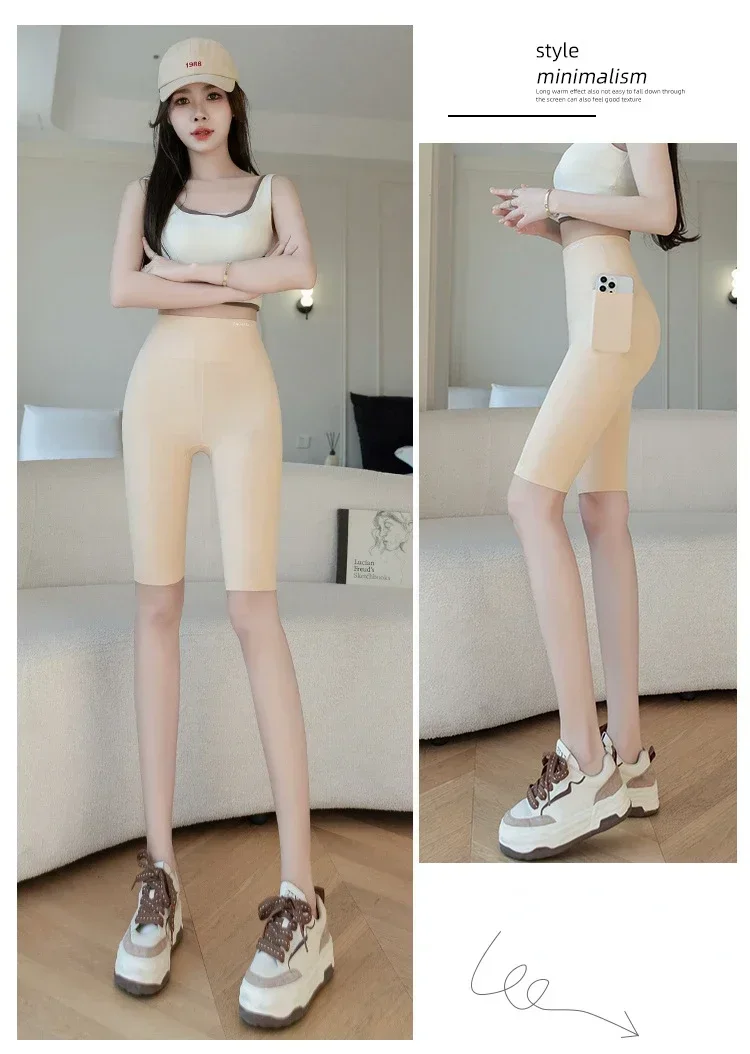 Big Size Leggings Women Sports Shark Shorts with Pocket Stretchy High Waist Hip Lift Workout  Running Quick-drying Gym Shorts