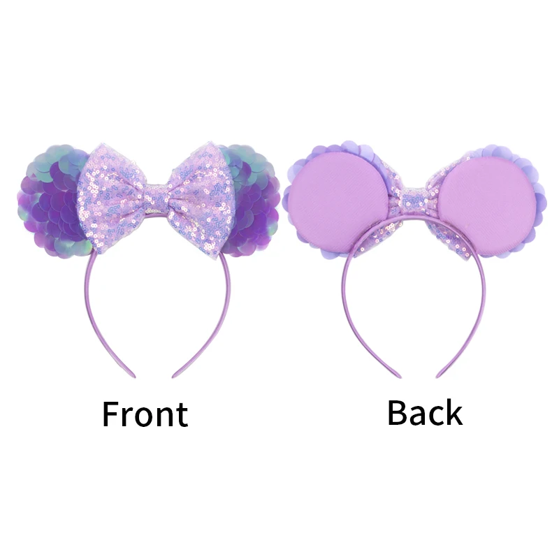 Mermaid Mouse Ears Headbands Pearl Hair Sequins 5“Bows For Women Festival Hairband Girls Hair Accessories Cosplay