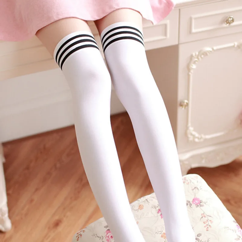 Sexy Soild Color Long Socks Women Over Knee Thigh High Over The Knee Stockings Lolita Ladies Girls Summer Knee Socks