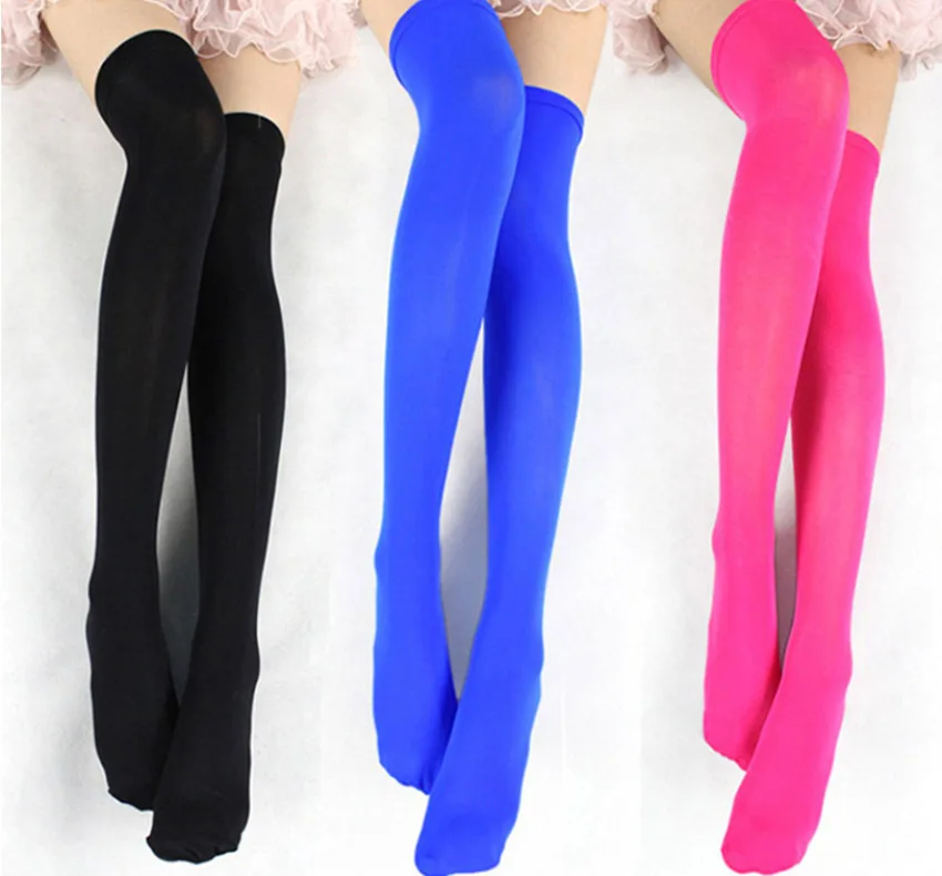 Sexy Soild Color Long Socks Women Over Knee Thigh High Over The Knee Stockings Lolita Ladies Girls Summer Knee Socks