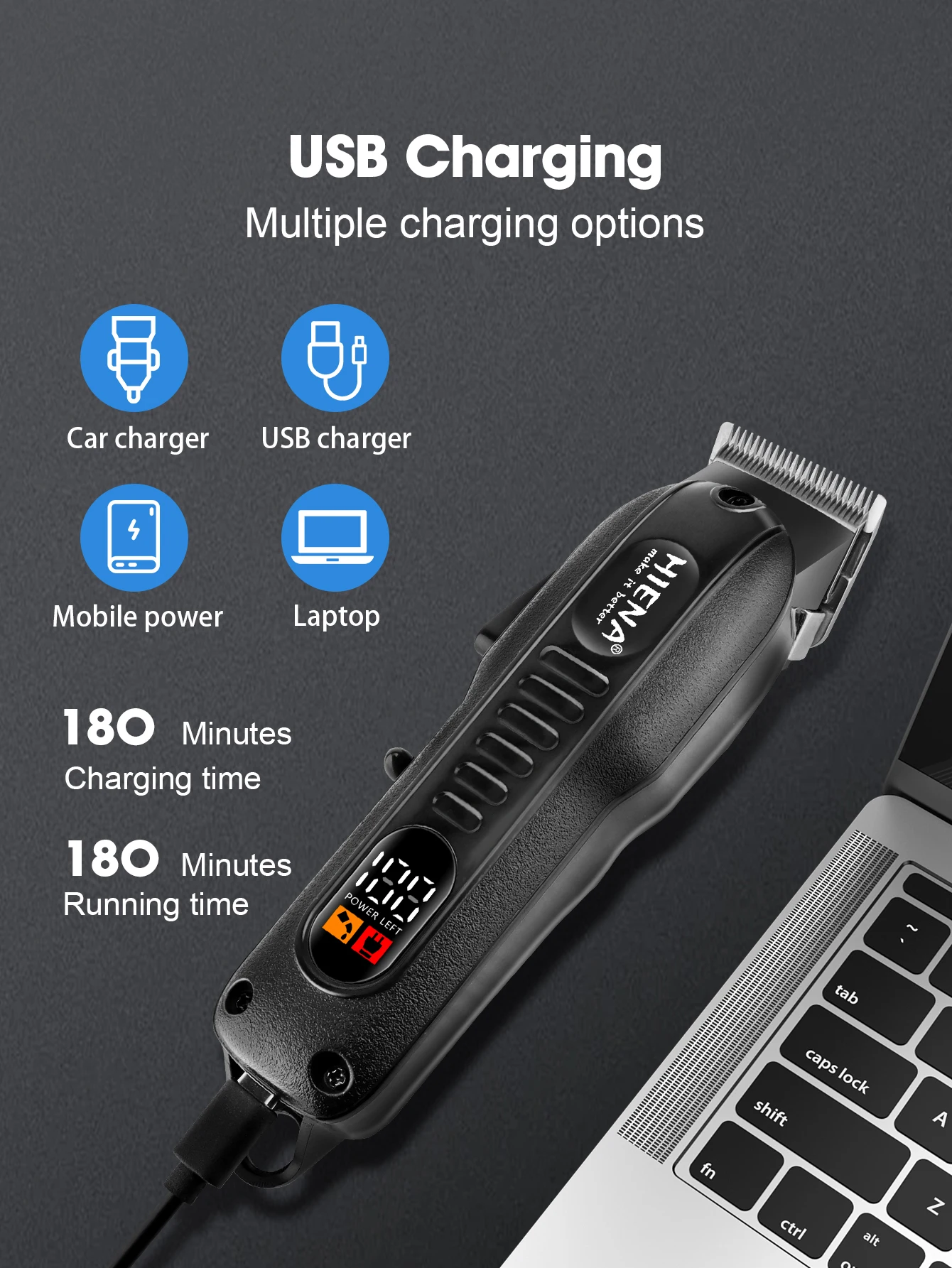 Professional Barber Electric Hair clipper LED display screen UBS charging Trimmer Powerful electric hair clipper trimmer tool