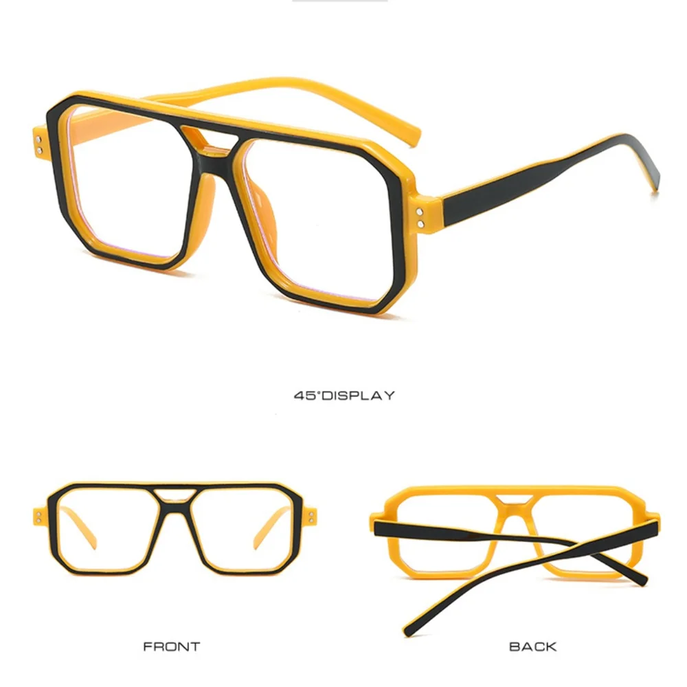 KLASSNUM Men's Sunglasses 2025 Trend Square Sun Glasses Cyber Punk UV400 Protective Shades Yellow Black Lens Large Eyepiece New