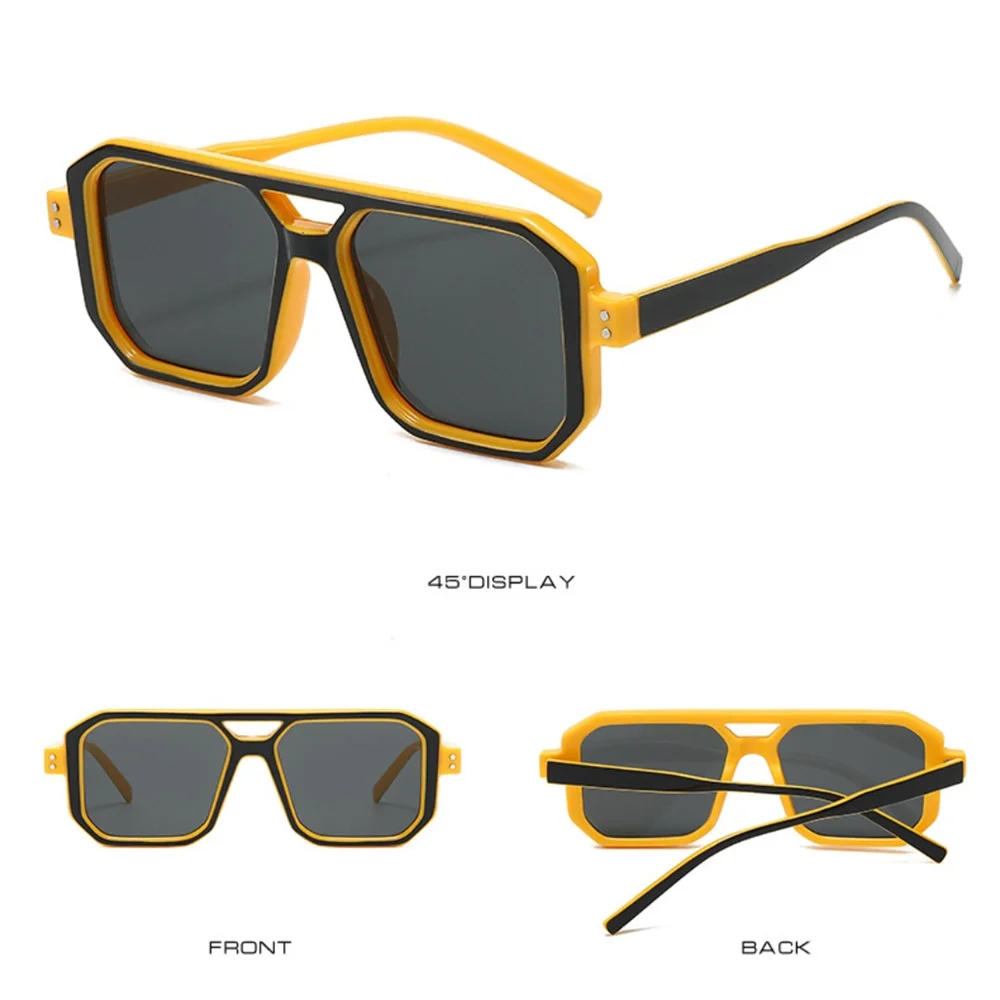KLASSNUM Men's Sunglasses 2025 Trend Square Sun Glasses Cyber Punk UV400 Protective Shades Yellow Black Lens Large Eyepiece New