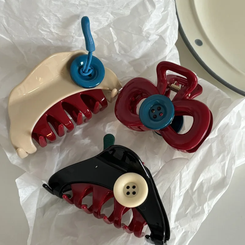 Funny Cheese Cute Grip clip Women's Button New High-Grade Design Barrettes Head Shark Clip Hair accessories