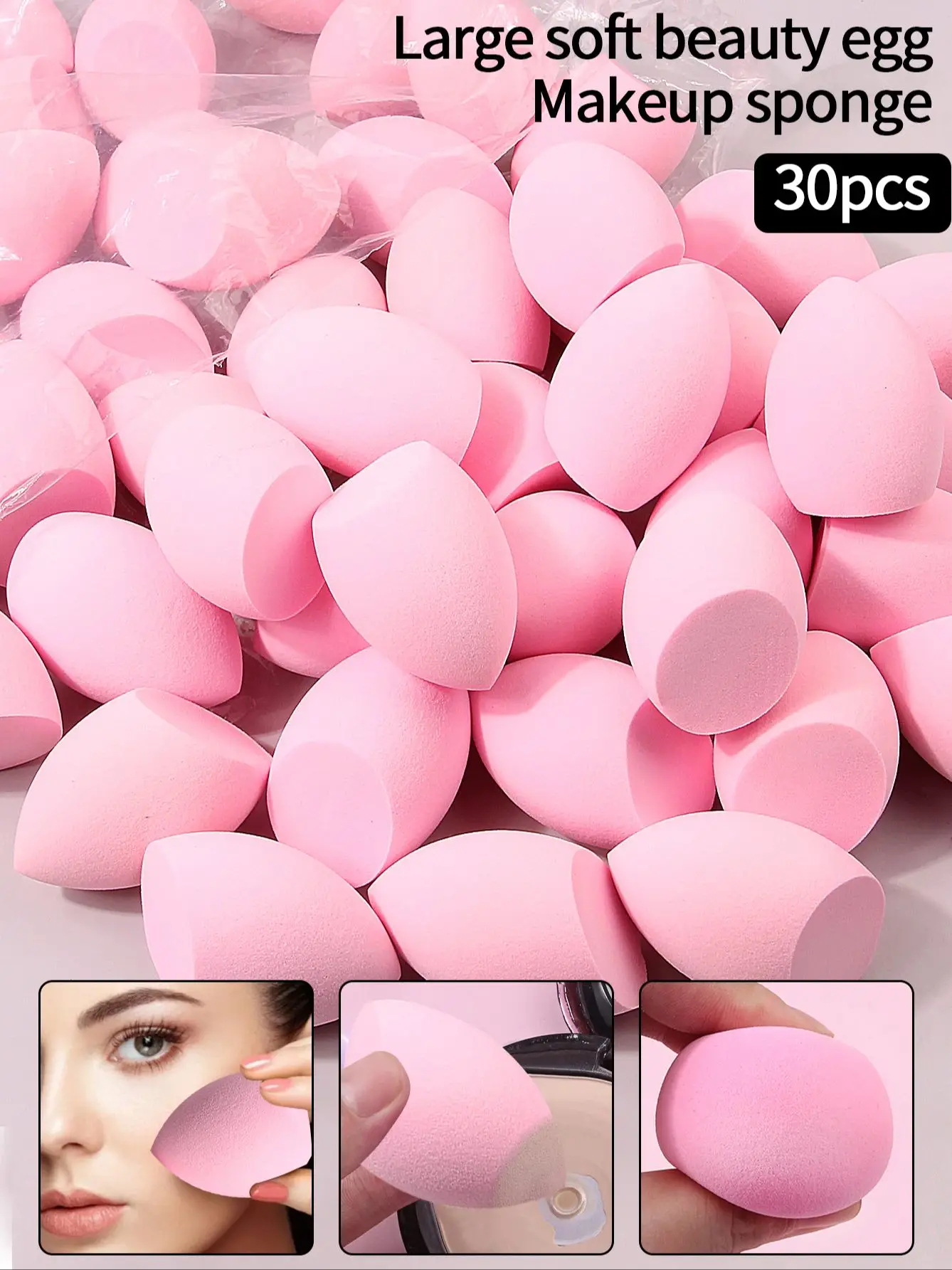 30pcs Powder Blending Makeup Sponge Beauty Egg Set For Liquid Cream And Powder, Multicolor Without Latex Suitable For All
