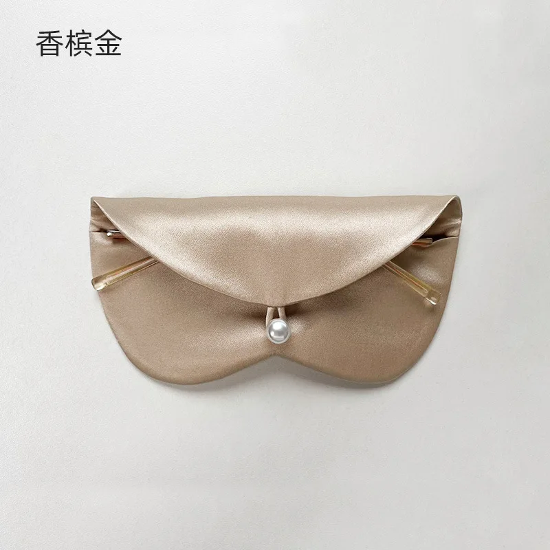 BirdTree, 6A 19MM 100%Real Silk Glasses Storage Bag, 16CM Women Men Solid, Protective Glasses Convenient Travel Bag New A47023QC