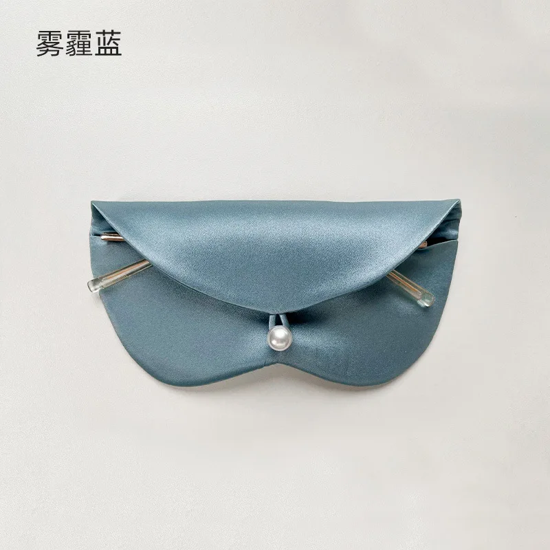 BirdTree, 6A 19MM 100%Real Silk Glasses Storage Bag, 16CM Women Men Solid, Protective Glasses Convenient Travel Bag New A47023QC