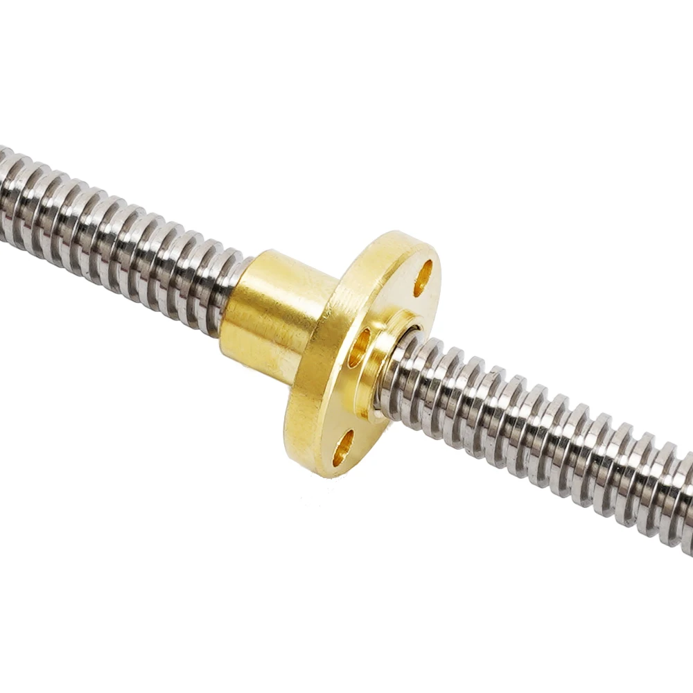 T8 Lead Screw with Brass Nut OD 8mm Lead 2mm Pitch 2mm 100-500mm Polished Threaded Rod for 3D Printer CNC Reprap Z Axis Linear