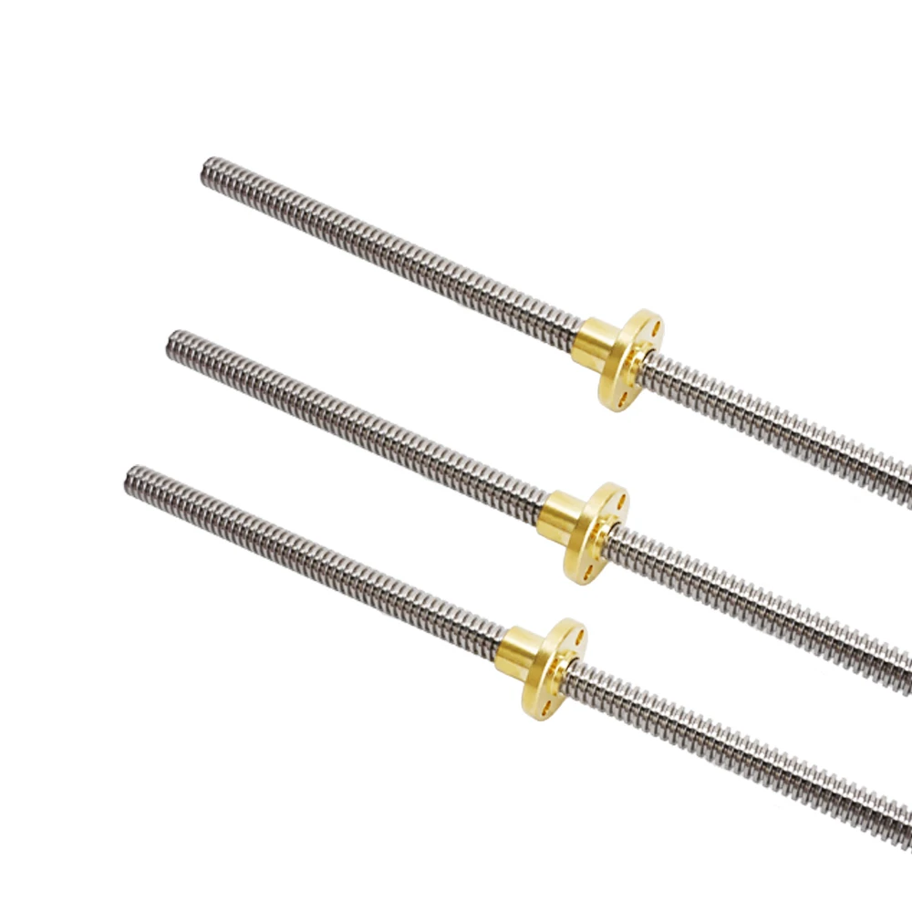 T8 Lead Screw with Brass Nut OD 8mm Lead 2mm Pitch 2mm 100-500mm Polished Threaded Rod for 3D Printer CNC Reprap Z Axis Linear