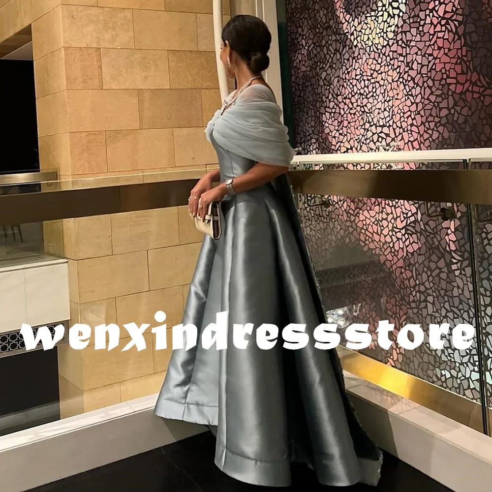 CustomizedDubai Evening Caftan Dress Short Sleeves Satin V Neck Straight Tea Length Pleats Panel Train Beading Crystal Party Gow