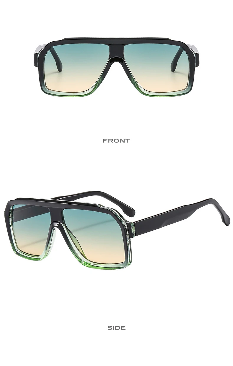 Retro Pilot Sunglasses for Men Fashion Gradient Luxury Shades for Women UV400 Outdoor Driving Square Sun Glasses