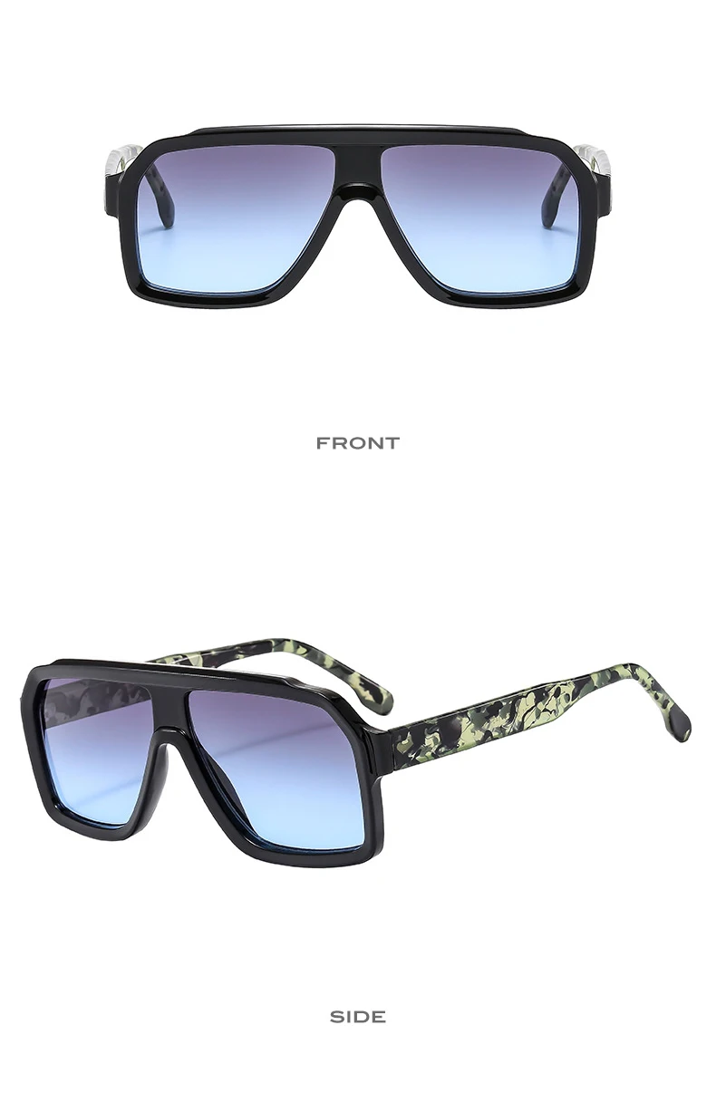 Retro Pilot Sunglasses for Men Fashion Gradient Luxury Shades for Women UV400 Outdoor Driving Square Sun Glasses