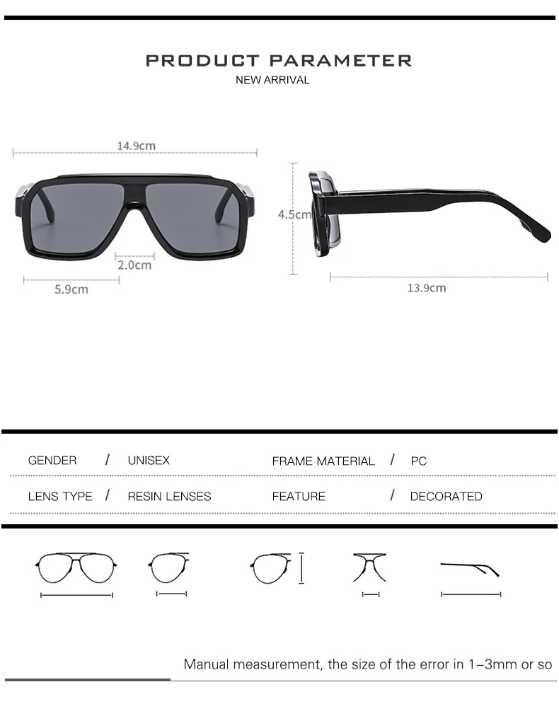 Retro Pilot Sunglasses for Men Fashion Gradient Luxury Shades for Women UV400 Outdoor Driving Square Sun Glasses