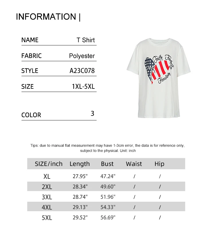 plus Size Women's round Neck Short Sleeve Top Featuring American Flag Design for Independence Day Summer Fashion Outfit