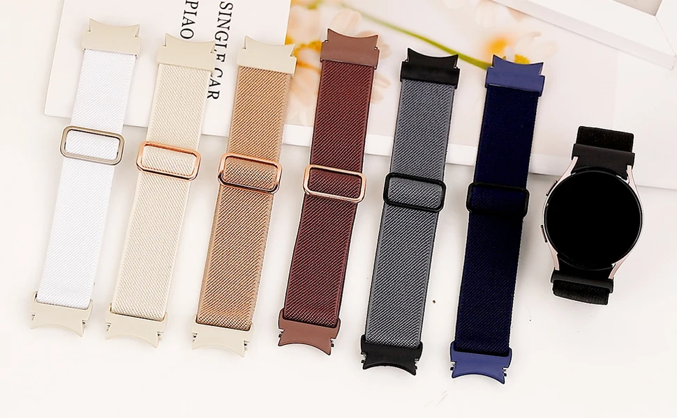 No Gaps Band For Samsung Galaxy Watch 7 6 5 4 40mm 44mm/5 pro 45mm Elastic Nylon Bracelet Galaxy watch 6 classic 47mm 43mm strap