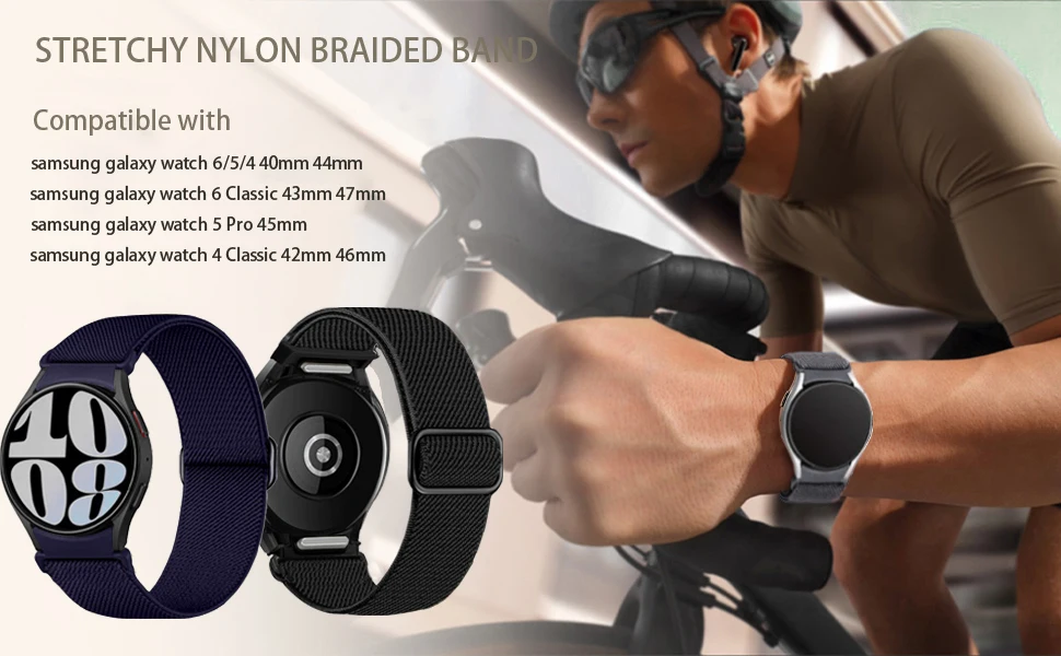 No Gaps Band For Samsung Galaxy Watch 7 6 5 4 40mm 44mm/5 pro 45mm Elastic Nylon Bracelet Galaxy watch 6 classic 47mm 43mm strap