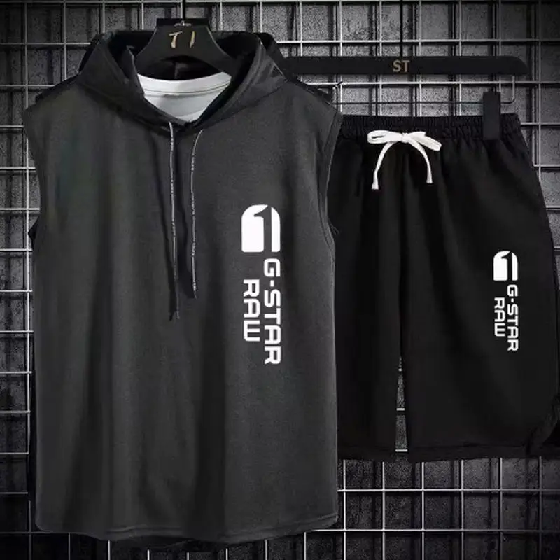 Men's Track Suit Summer Sportswear Two-Piece T-Shirt Shorts Brand Tracksuit Jogging Men's Sports Suit Fitness Clothes Exercise