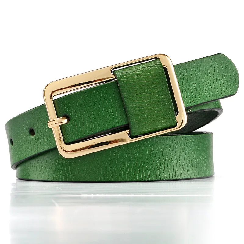 Women's Strap Casual All-match Brief Genuine Leather Belt Strap Pure Color Belts Top Quality Jeans Green White Blue Black Belt