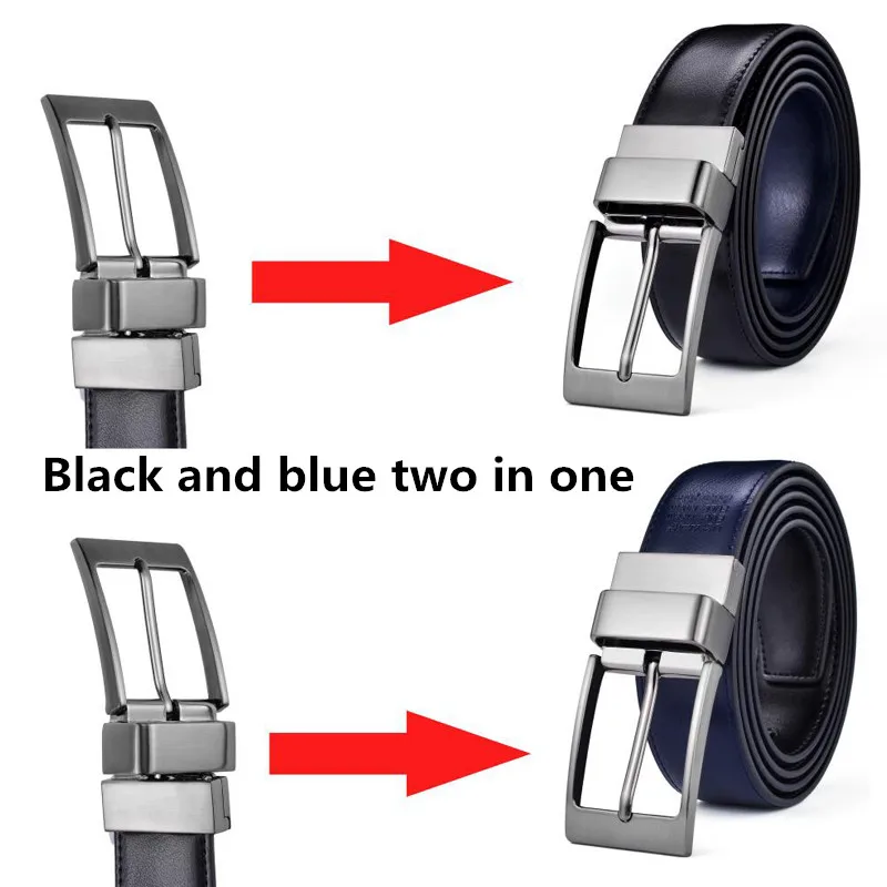 1Pcs Belt Men - Leather Reversible Belts for Men 1 3/8" for Dress Pants - 2 Styles in One Belt