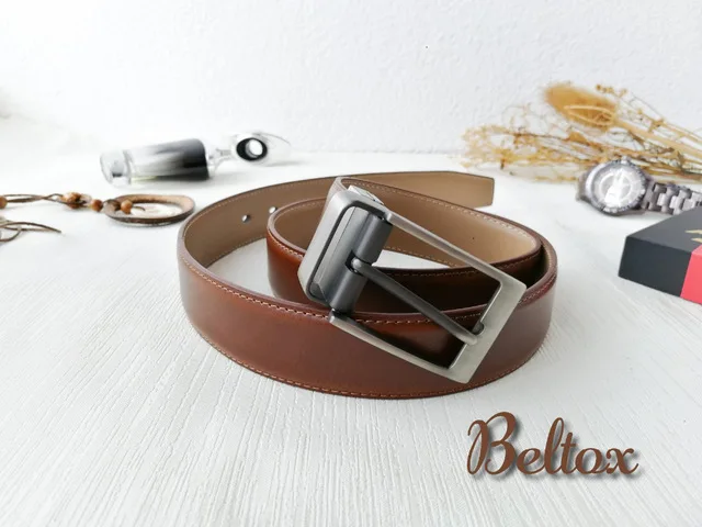 1Pcs Belt Men - Leather Reversible Belts for Men 1 3/8" for Dress Pants - 2 Styles in One Belt