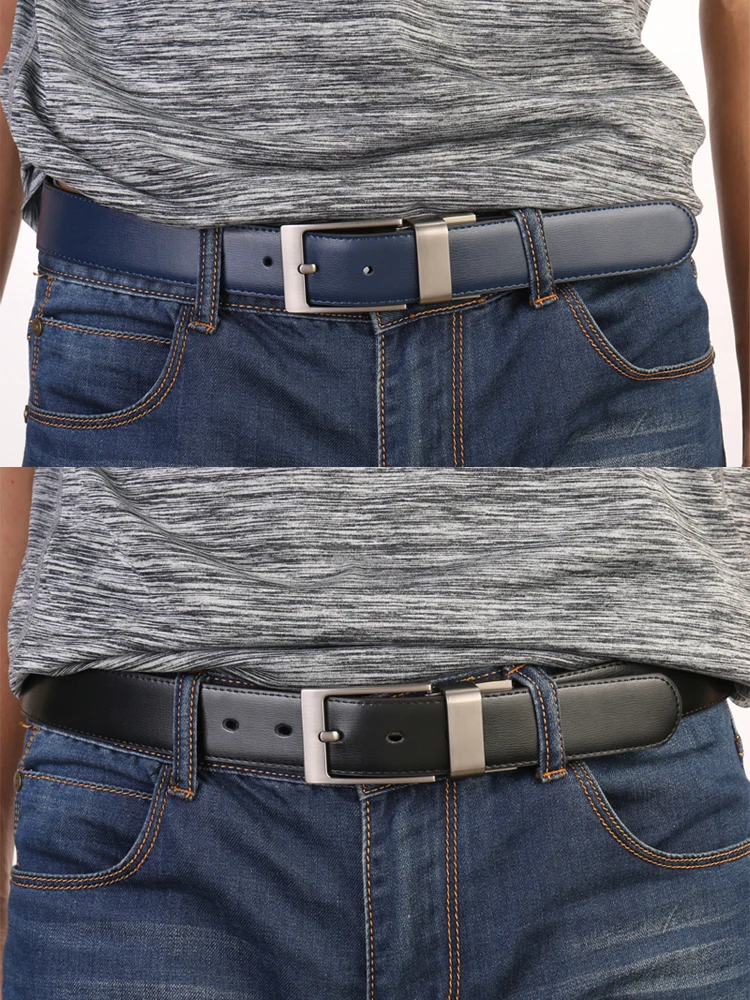 1Pcs Belt Men - Leather Reversible Belts for Men 1 3/8" for Dress Pants - 2 Styles in One Belt