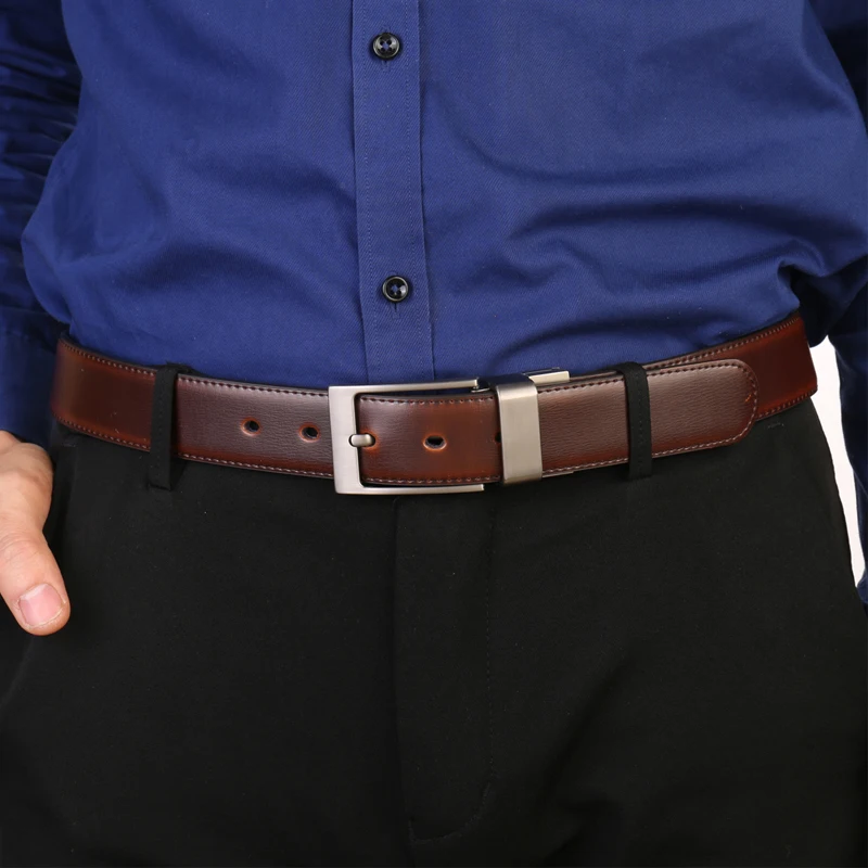 1Pcs Belt Men - Leather Reversible Belts for Men 1 3/8" for Dress Pants - 2 Styles in One Belt