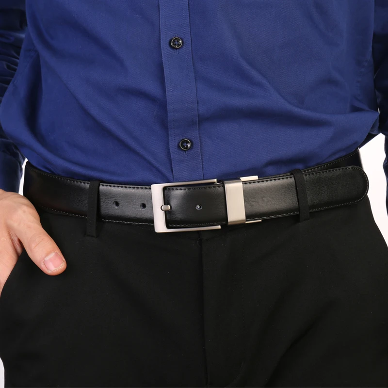 1Pcs Belt Men - Leather Reversible Belts for Men 1 3/8" for Dress Pants - 2 Styles in One Belt