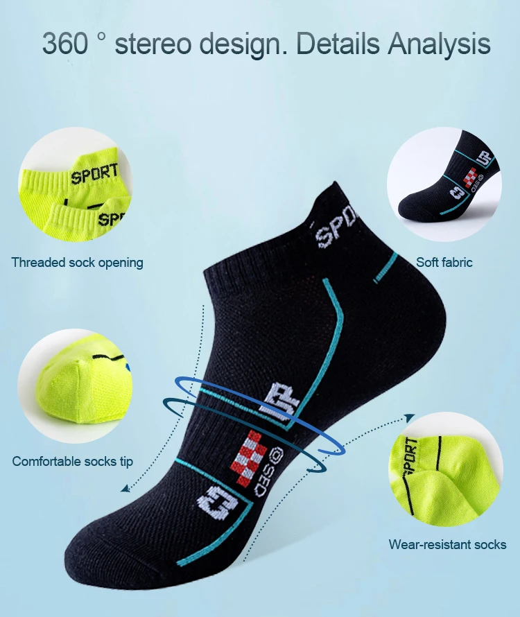 6 Pairs Socks Men Cotton Sport Casual Ankle Short Socks Breathable Mesh Spring Summer Ankle Sports Sockke Gift