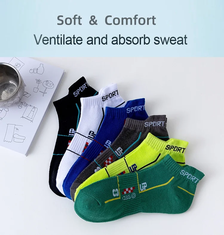 6 Pairs Socks Men Cotton Sport Casual Ankle Short Socks Breathable Mesh Spring Summer Ankle Sports Sockke Gift